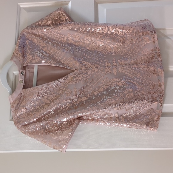 Eva Mendes | New York & Company | Pink Rose Gold Sequin Top XS - Picture 4 of 8
